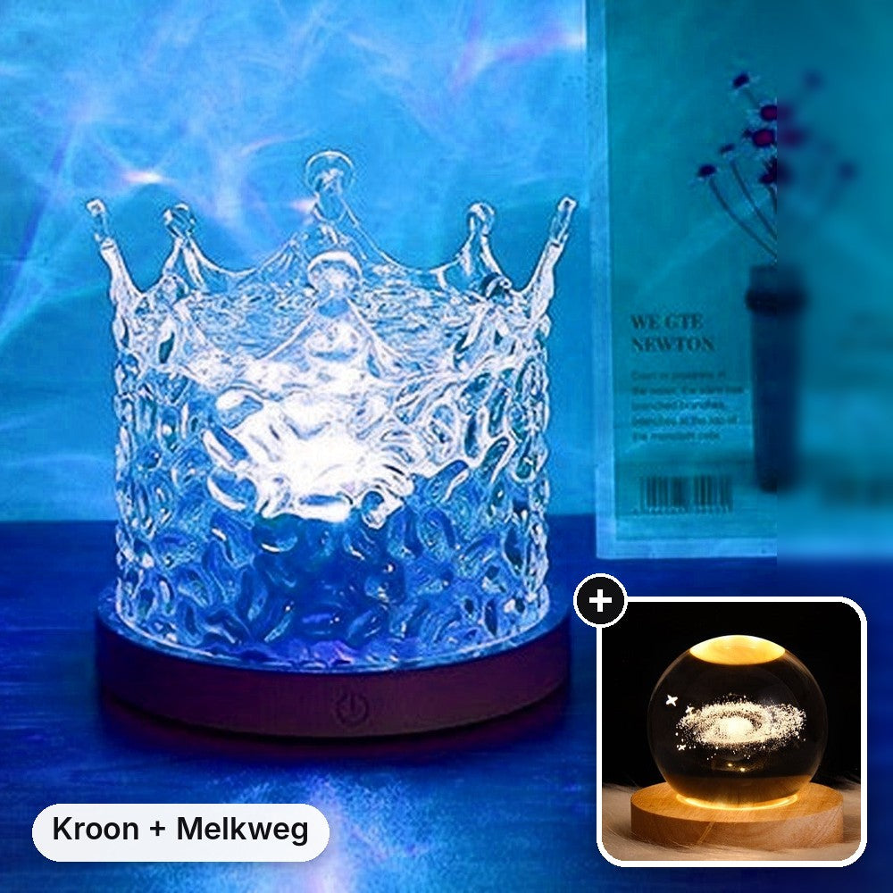 Cadeauset: Rimpellamp Kroon met Melkweg-kristalbol
