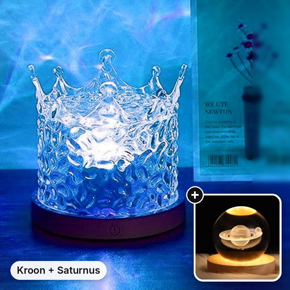 Cadeauset: Rimpellamp Kroon met Saturnus-kristalbol